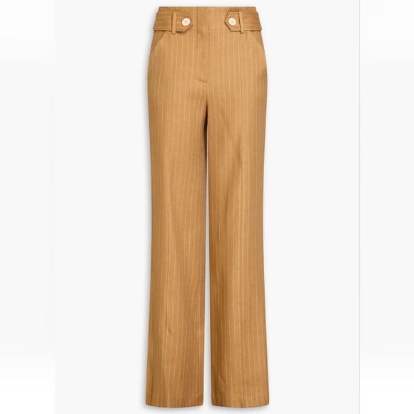 17. NWT VERONICA BEARD SUNNY PINSTRIPED LINEN BLEND TWILL WIDE LEG PANTS